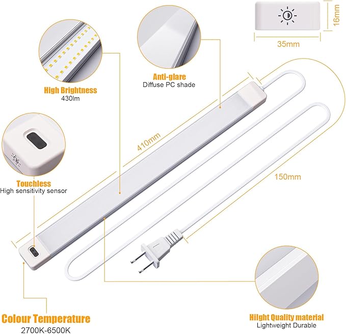 MYPLUS 16" Hand Wave Activated Under Counter Lighting, Bright 450 Lumens LED - Image 5
