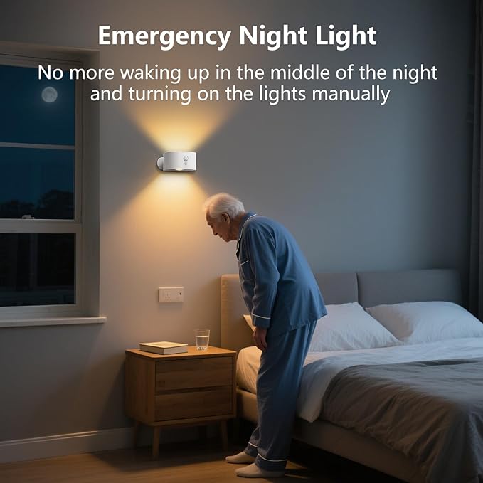 Motion Sensor Wall Light Indoor, Battery Operated Sconce 360°Rotate, - Image 5
