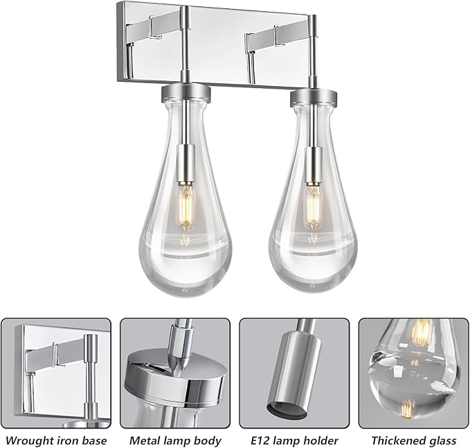 Raindrop Wall Sconces Chrome Crystal Sconces Wall Decor Modern Lighting Glass - Image 6