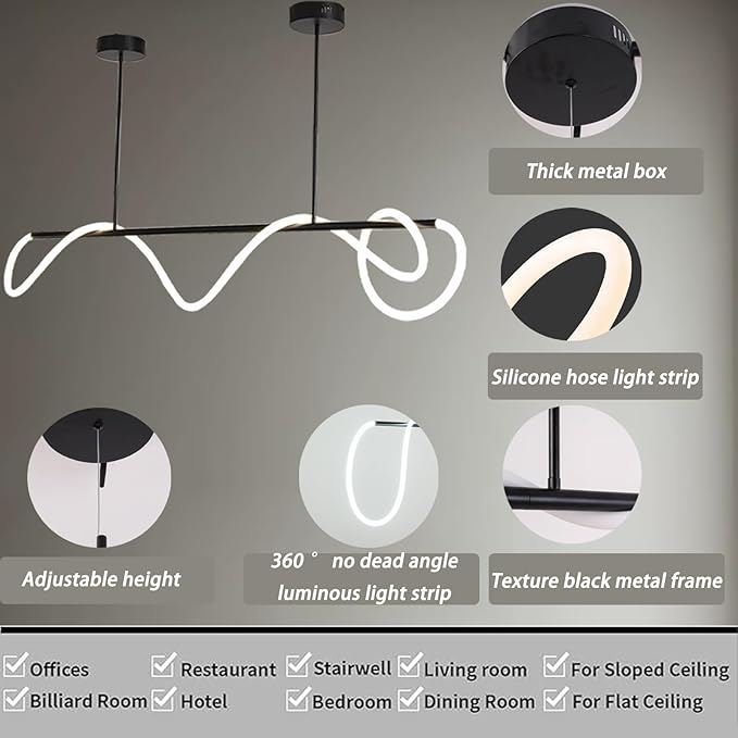 Modern Pendant Lights, Pendant Lights Kitchen Island, Remote Control Dimmable - Image 4