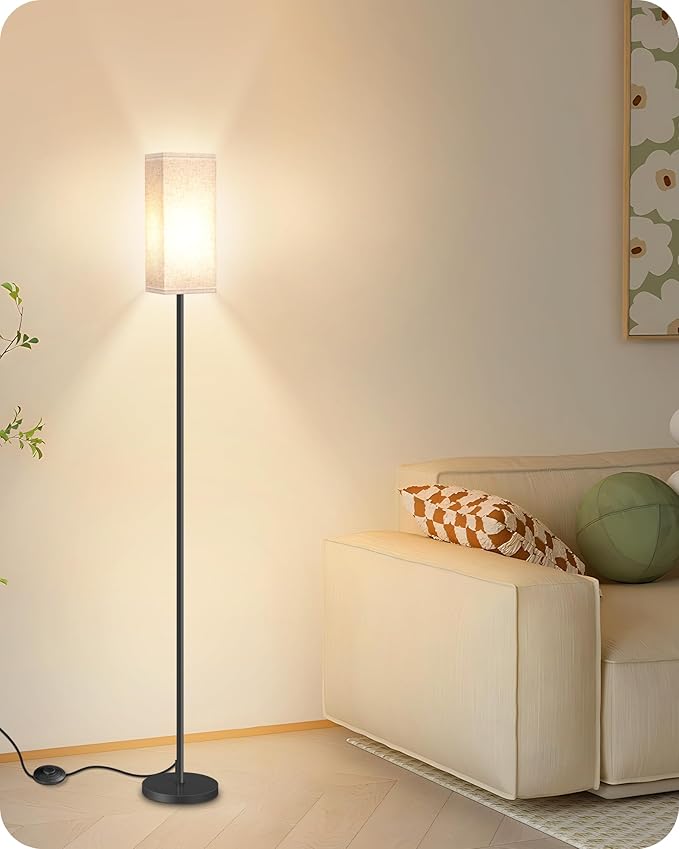 64.6" Floor Lamp, Pole with Foot Switch, Modern Standing Lamp Lampshade - Image 6