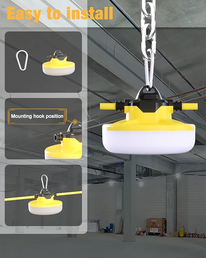 LED Construction String Light 50FT, 65W 8000Lm Industrial LED String Work Lights - Image 7