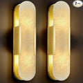 Brass Alabaster Wall Sconces Set of Two, Modern Natural Marble Wall Sconces by Unknown