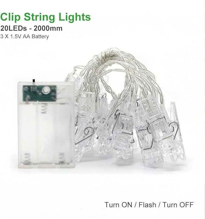 Dopheuor Photo Clip String Lights LED Fairy Clip String Lights Hanging Photo - Image 7