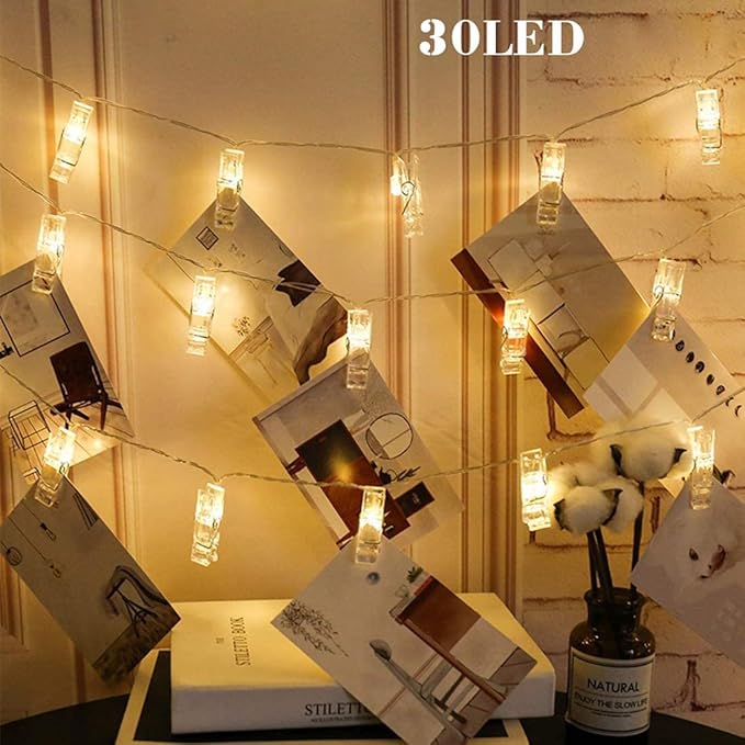 Dopheuor LED Photo Clip Copper String Lights Starry Fairy Warm Yellow Lights - Image 7