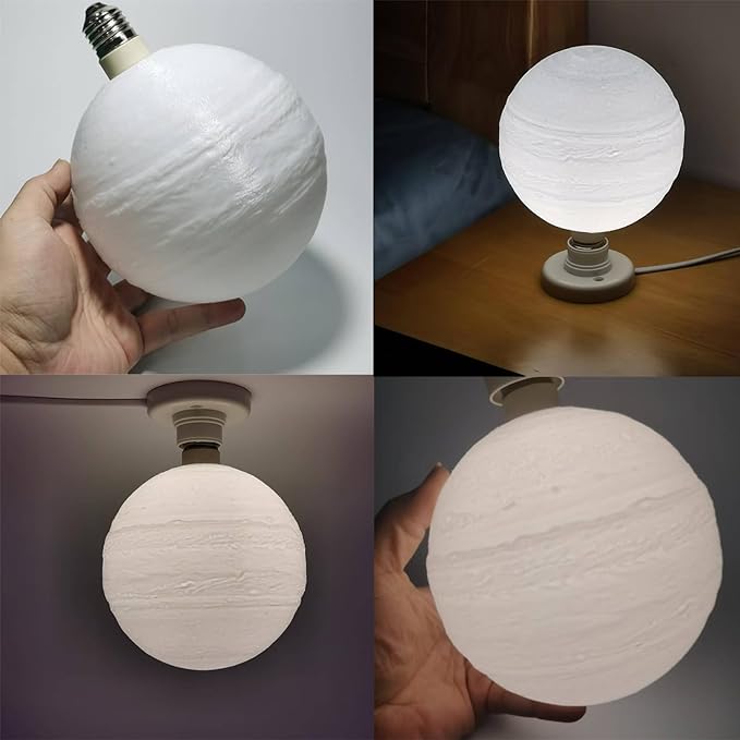 Edison Screw in 3D Print Globe Jupiter Lamp E26/27 Decorative Lights Planet - Image 2
