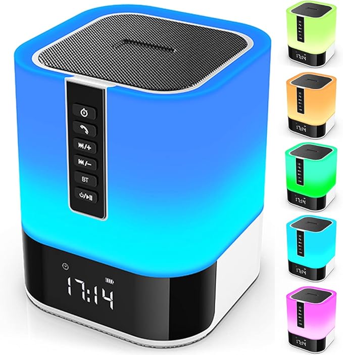 Night Light Bluetooth Speaker, 5 in 1 Touch Control Bedside Lamp Dimmable by Hetyre