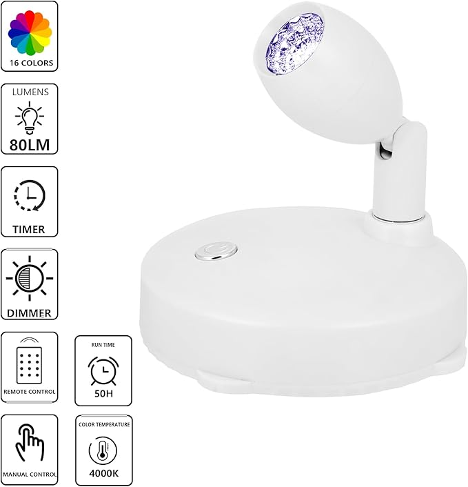 Cordless Spotlight Battery Operated, RGB Indoor Plant Light, Dimmable Accent - Image 5