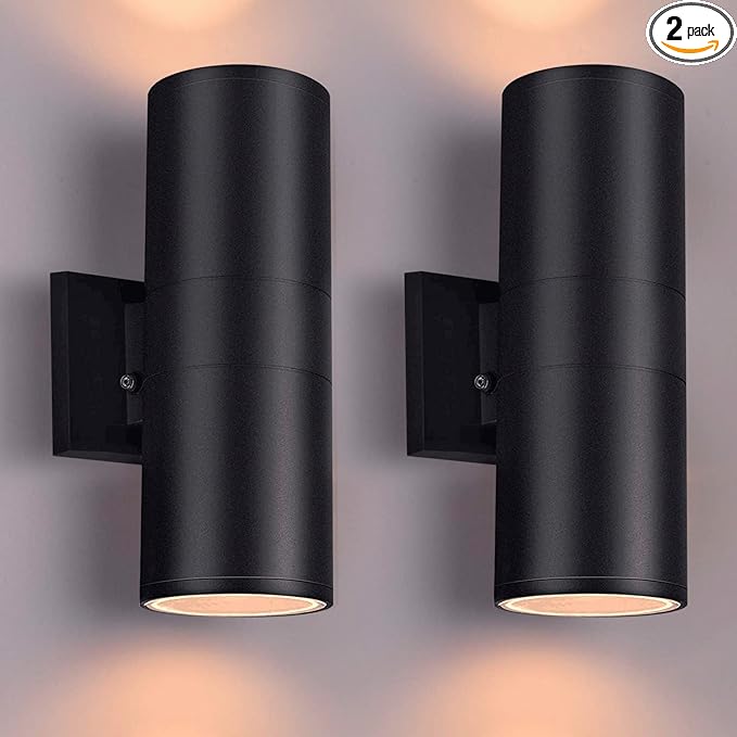 Up Dawn Outdoor Lights Exterior Wall Light Fixture Cylinder 3000K, Modern Black by RosykiteBuyNow