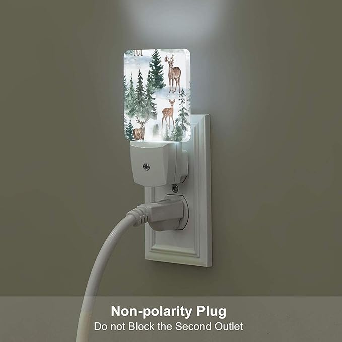Watercolor Deer and Forest Night Light, Plug Into Wall - Image 5