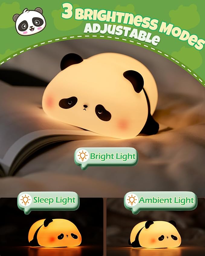 Cute Panda Night Light, Animal Lamp, Food Grade Silicone, Rechargeable - Image 3