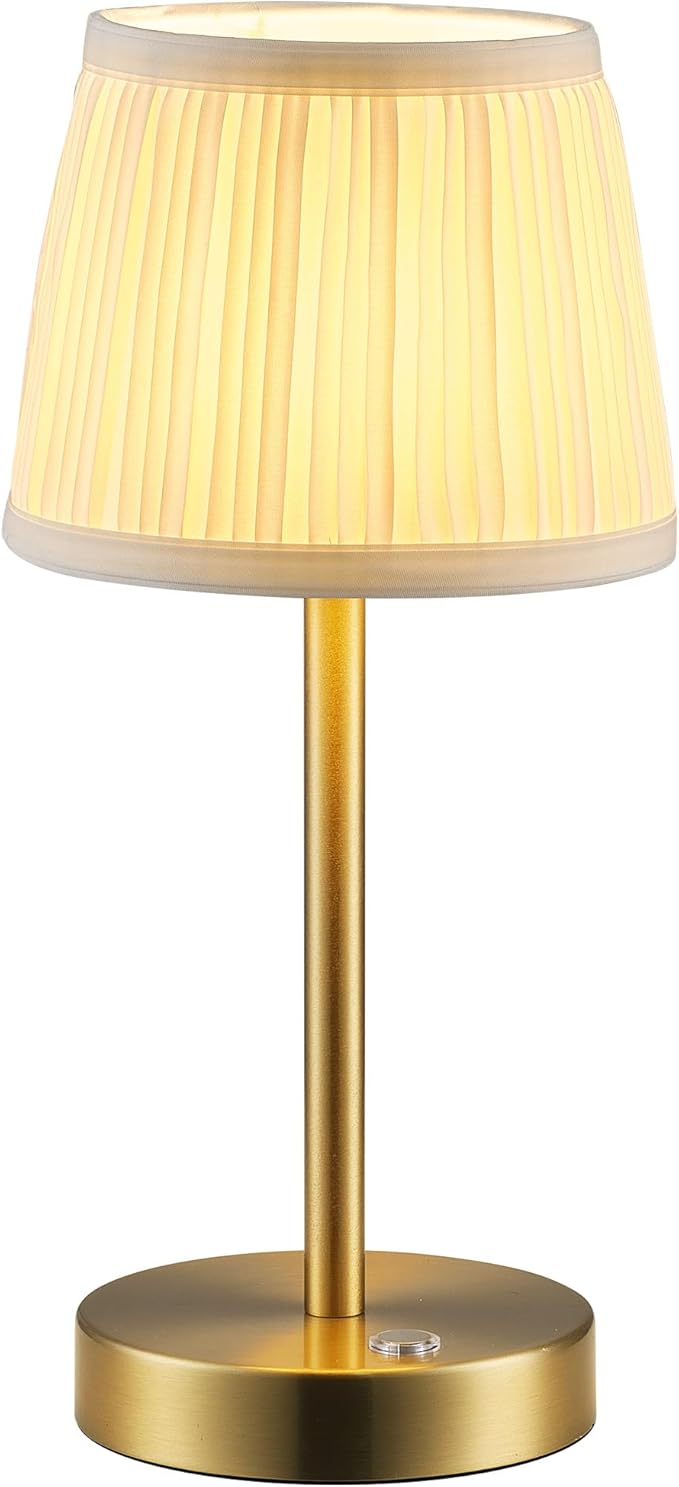 PUSU Cordless LED Gold Table Lamp, Rechargeable 4000mAh 3 Way Dimmable Bedside by PUSU