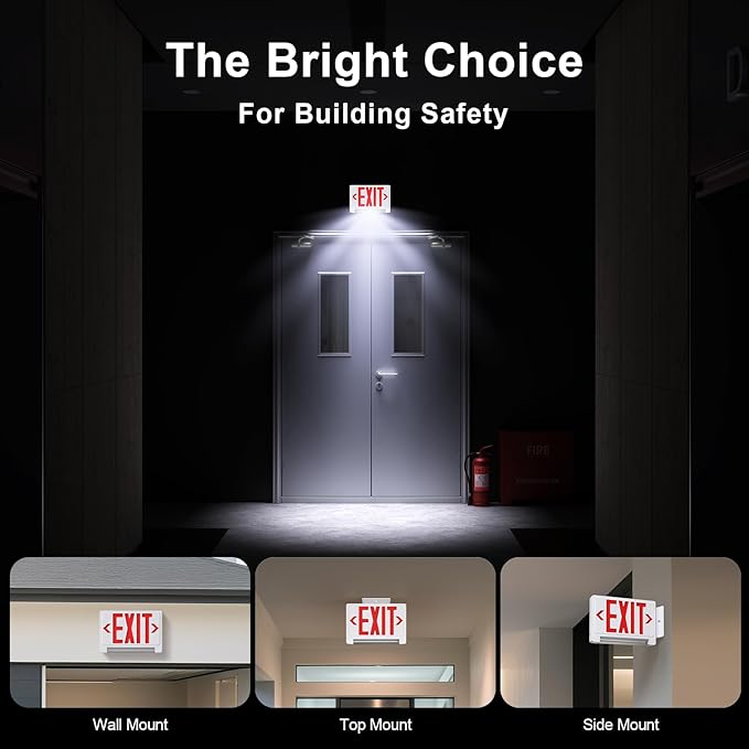 Exit Sign with Adjustable LED Pipe, Exit Signs with Emergency Lights Bar Combo - Image 4
