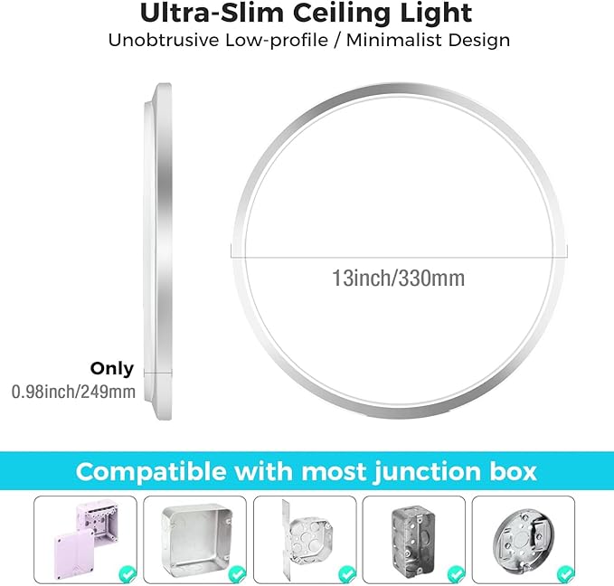 libtit 6Pack Led Ceiling Light 13Inch, 24W 2400Lm Bright Light Fixture Brushed - Image 5
