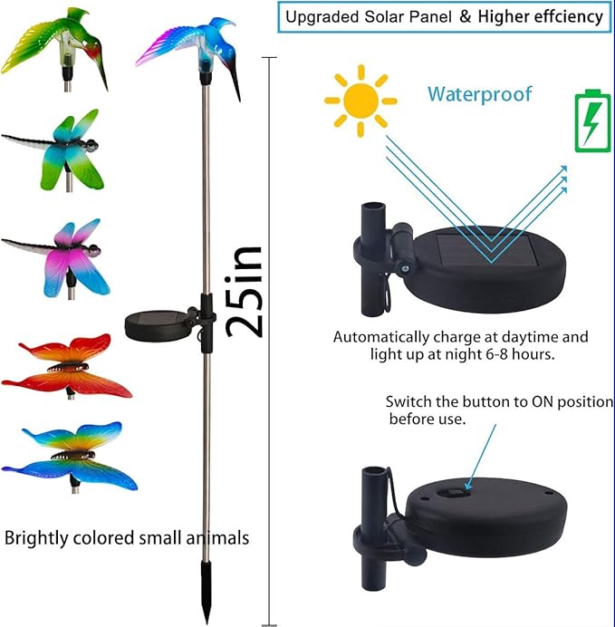 EiGreen 6 Pack Solar Garden Stake Lights Outdoor, Yard Figurine Stake Light - Image 3
