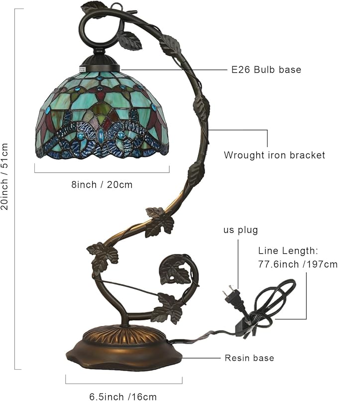 Stained Glass Lamp, Vintage Table Lamp, Living Room, Study（Baroque） - Image 2