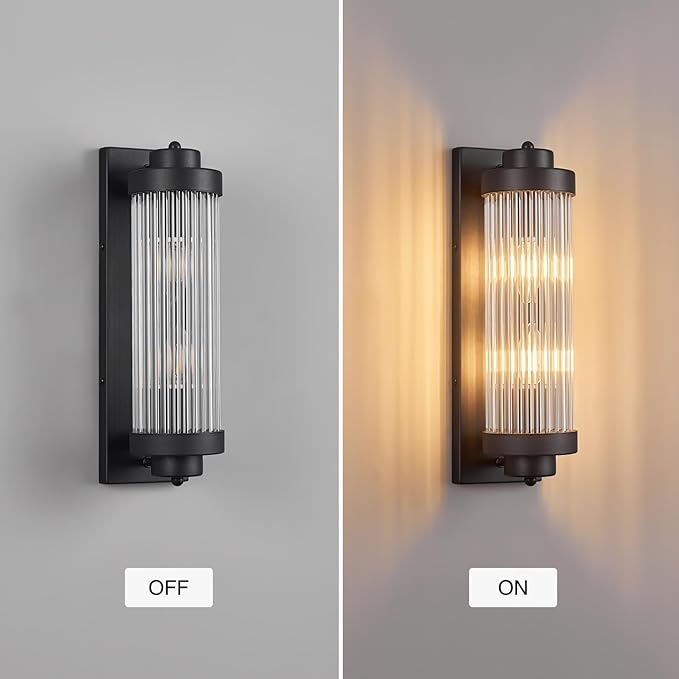 Black Wall Sconces with Crystal Glass Strip Bathroom Sconces Modern Wall Lights - Image 6