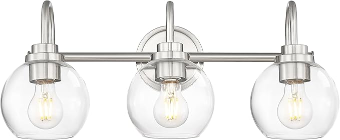 Bathroom Light Fixtures, 3-Light Brushed Nickel Vanity Lights Over Mirror by Audickic