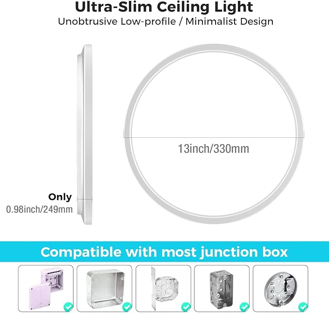 libtit 3 Pack 13 Inch LED Flush Mount Ceiling Light, 3000K/4500K/6000K - Image 6