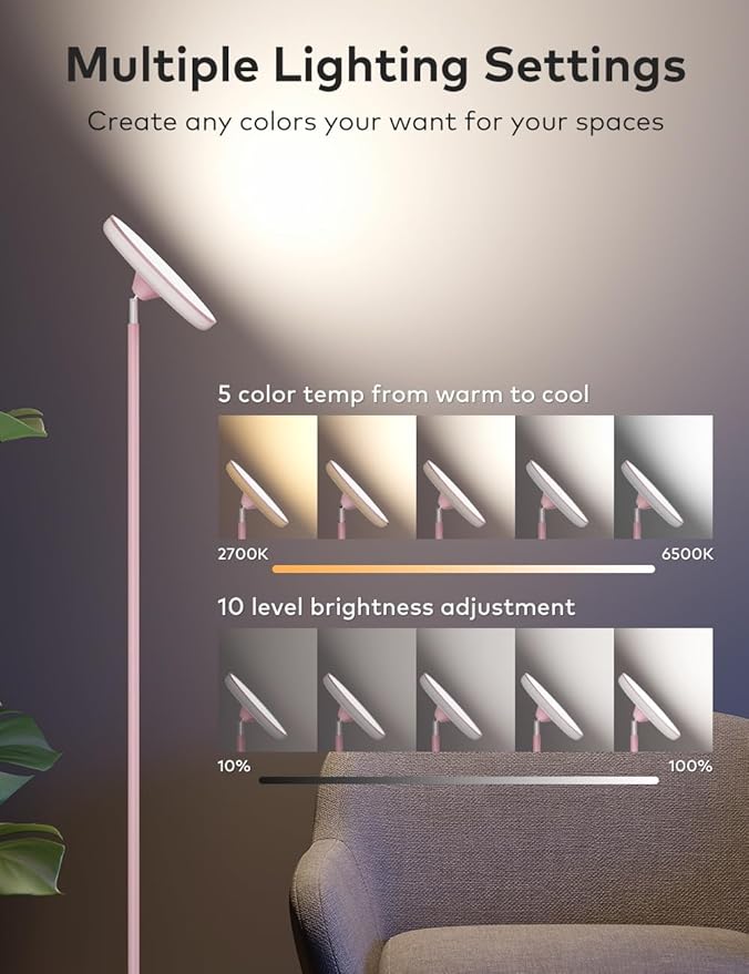 Bright Floor Lamp, 42W 3700LM LED Torchiere Floor Lamps - Image 3