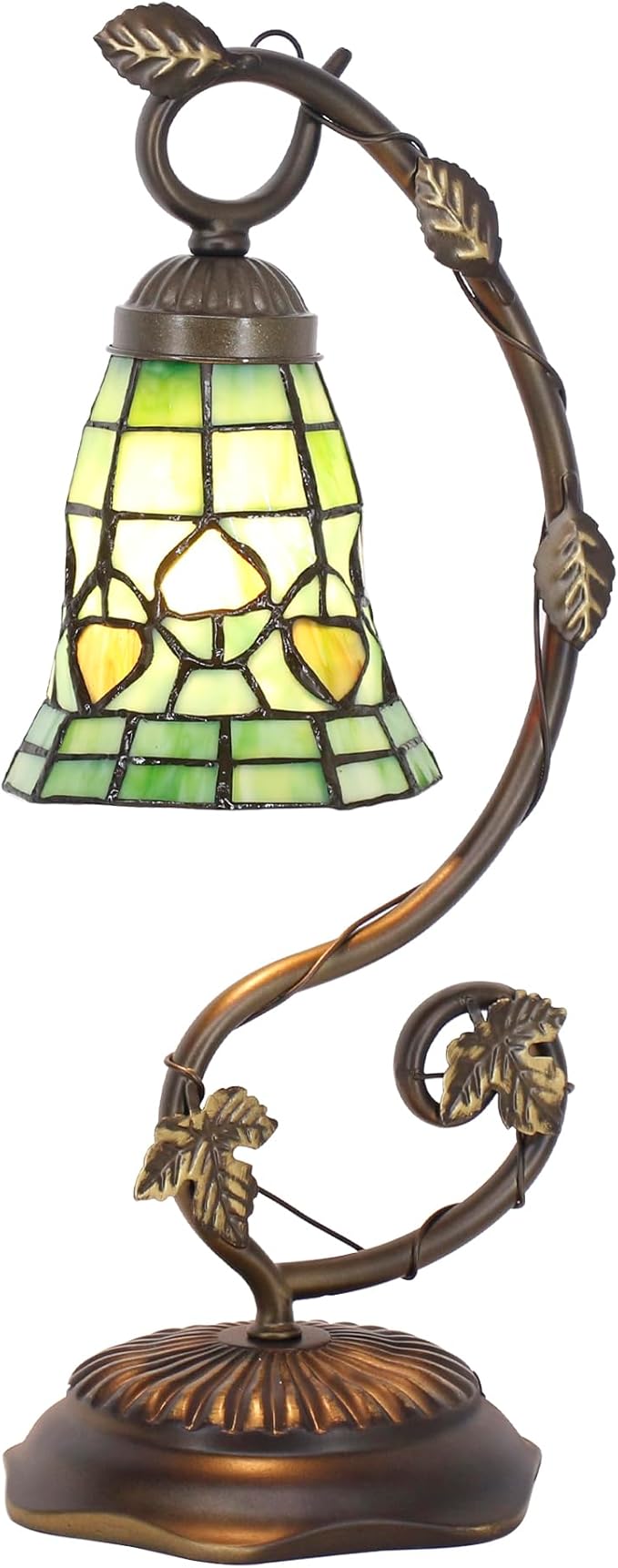 Tiffany Lamp Stained Glass Desk Reading Bedside Light, Metal Leaf Table Lamp - Image 7
