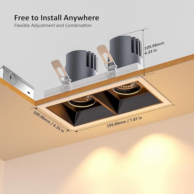 LED Square Recessed Lighting, 24W Adjustable Downlight, Aluminum Recessed - Image 6