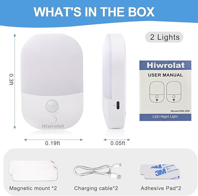 Night Light with Auto Motion Sensor, Rechargeable Battery, Type-C LED Stick-On - Image 9
