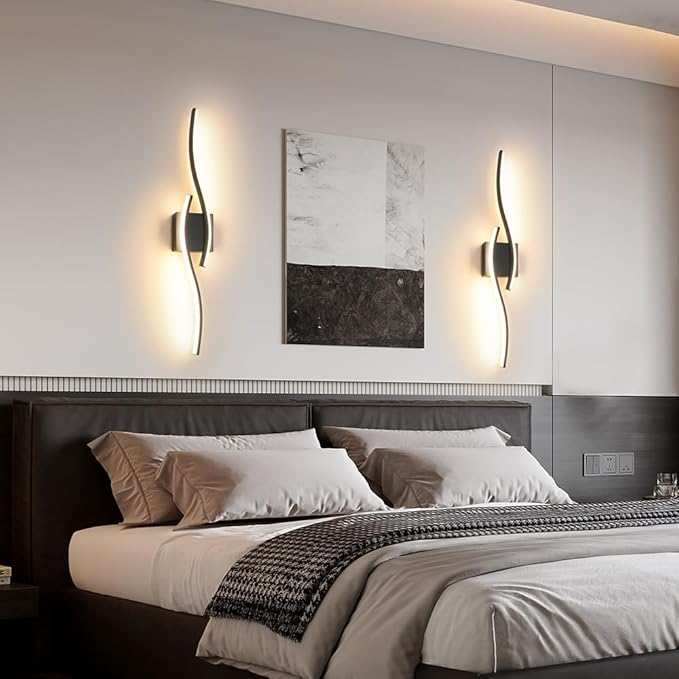 Modern Hardwired Wall Sconce Set of 2, LED Black Wall Light - Image 4