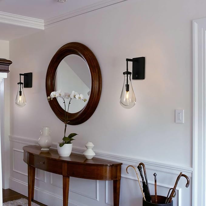 HuisMier Raindrop Wall Sconces, Modern Clear Glass Wall Lamp Vanity Light - Image 6