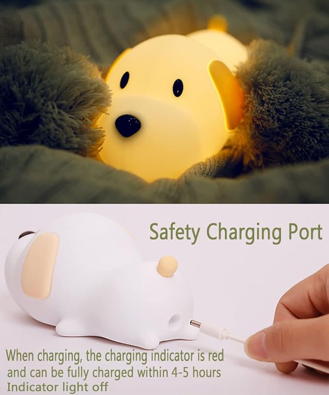 HAPPYBAG Kids Night Light, Cute Soft Silicone Dog Lamp Dimmable Nursery - Image 5