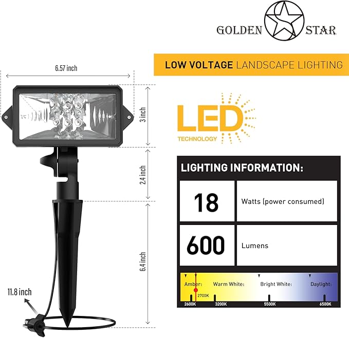 GOLDEN STAR LED Low Voltage Landscape Lighting LED Wall Wash Lights 18 Watt - Image 2