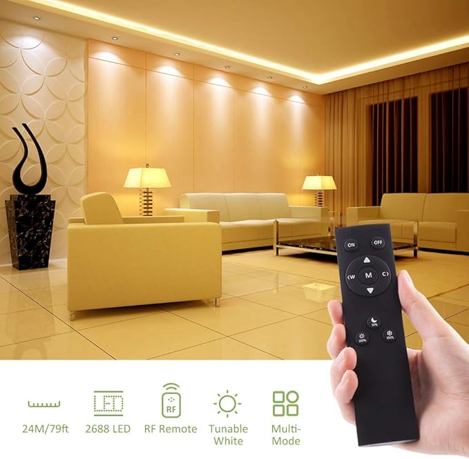 NOVOSTELLA 79ft Tunable White LED Strip Light Kit 2688LEDs Dimmable 3000K-6500K - Image 4