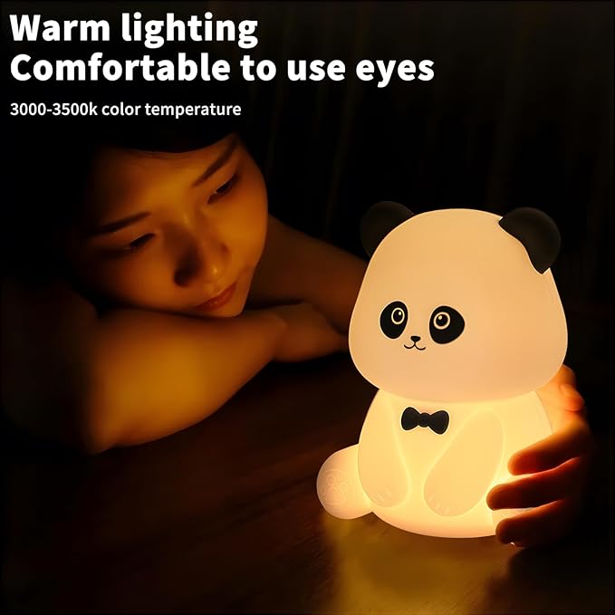 Cute Panda Night Light, Squishy Animal Nightlamp, Rechargerable Dimmable - Image 5