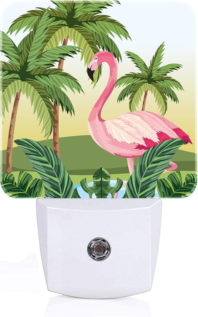 Tropical Flamingo Cartoon Night Light, Plug-in Night Lights by Unknown