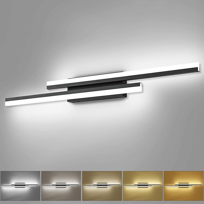 PRESDE 40 Inch LED Bathroom Vanity Light Bar, Modern Black Wall Lighting by HOME