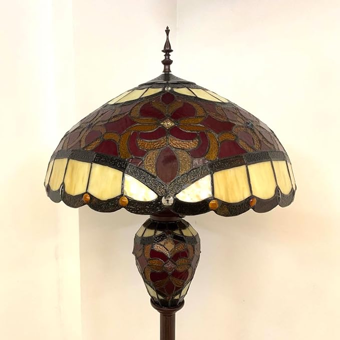 Bieye L10867 Baroque Tiffany Style Stained Glass Double Lit Floor Lamp - Image 7