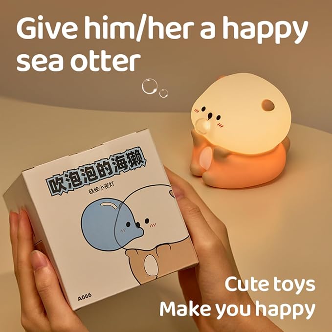 Sea Otter Night Light for Kids, Rechargeable Bedside Touch Lamp, - Image 8