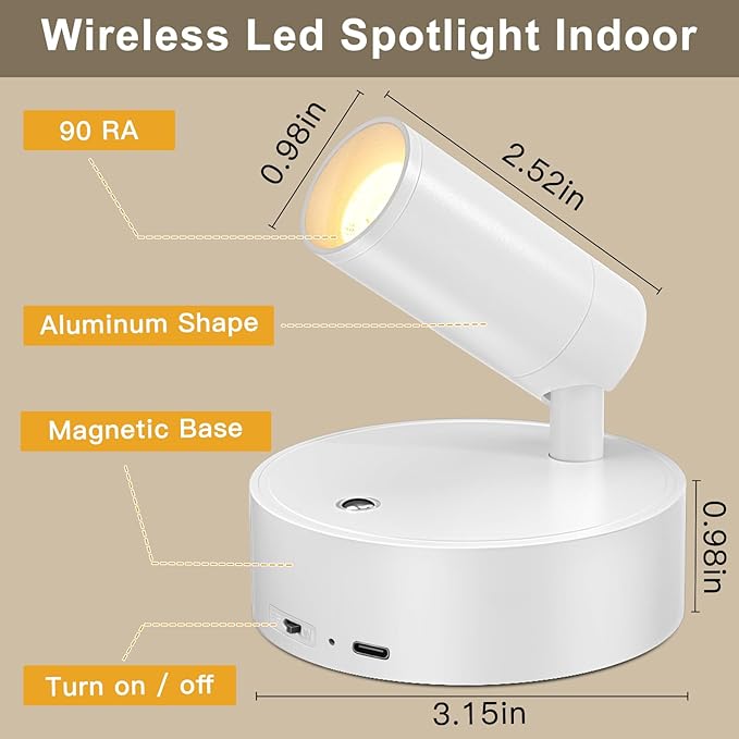 Kimjo Spot Lights Indoor, 4000mAh Rechargeable Plant Spotlight Indoor - Image 8
