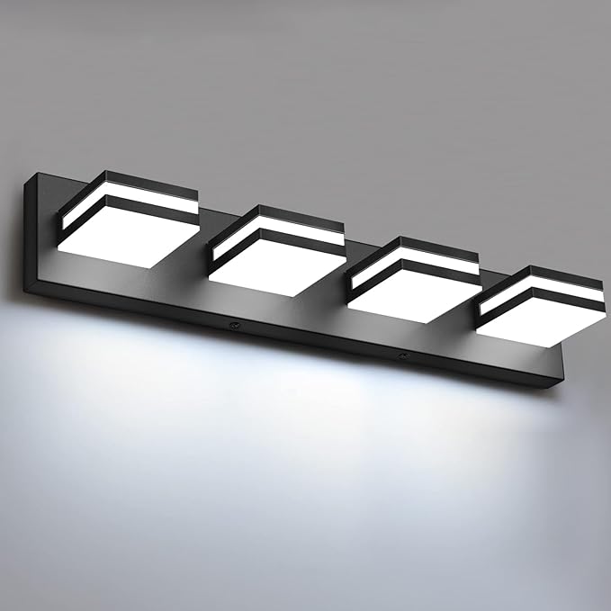 IZORRO LED Modern Bathroom Lights Fixtures, Matte Black Acrylic Wall Lighting by IZORRO