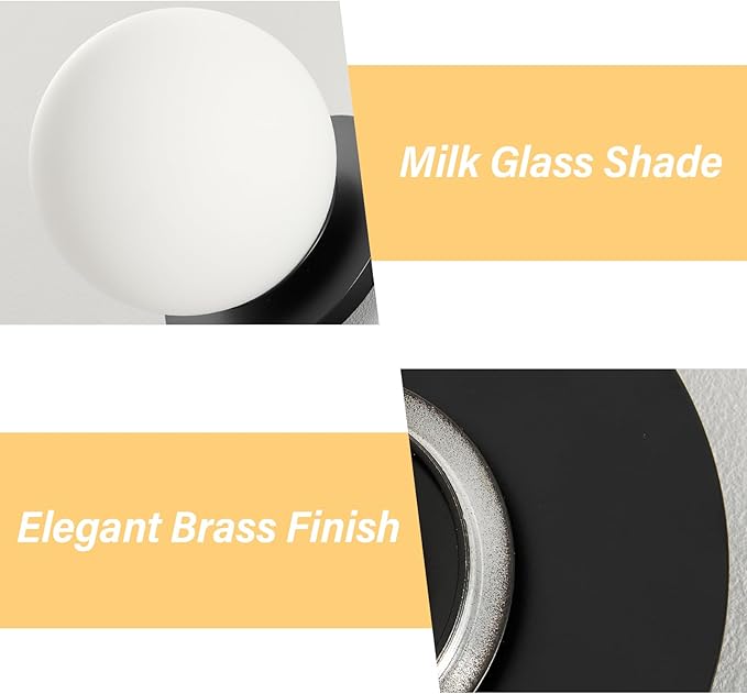 Modern Glass Globe Wall Sconce: Black Single Light - Image 5
