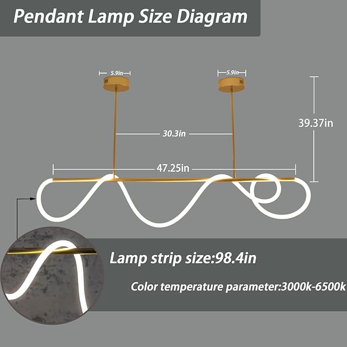 Modern Pendant Lights, Pendant Lights Kitchen Island, Remote Control Dimmable - Image 8
