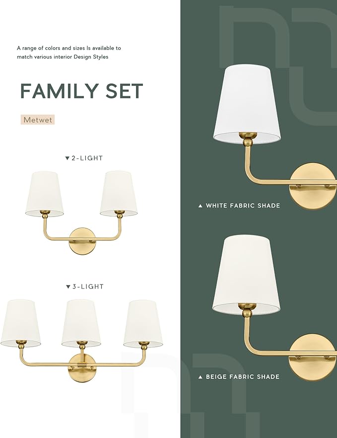 Bathroom Light Fixtures, Brushed Gold Vanity Lights - Image 7