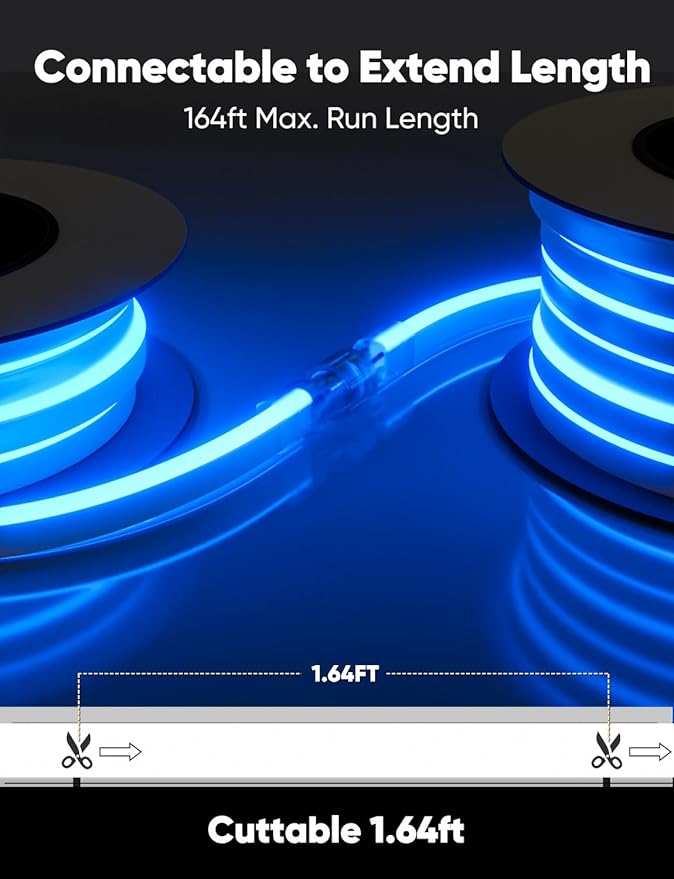 16FT Blue LED Neon Rope Lights, AC 110-120V Flexible Neon Strip Outdoor - Image 6