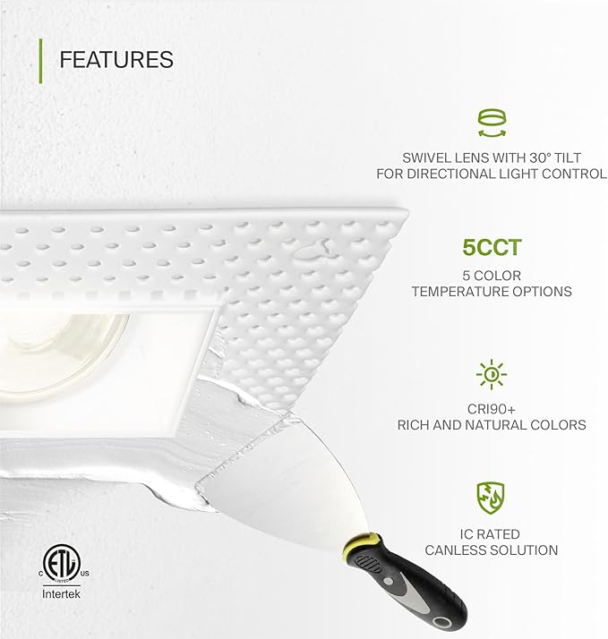 ASD Trimless Gimbal LED Recessed Lighting 2 Inch, 8W 120V Square LED Downlight - Image 3