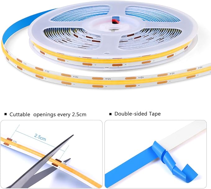 AIMENGTE Cabinet Light 12V COB LED Strip Lights, 6-in-1 Penetrable Touch Dimming - Image 4