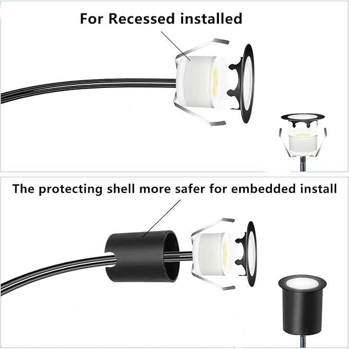Warm White Recessed LED Deck Light, RNEHON 12V Low Voltage Step Lights - Image 4