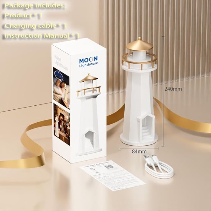 Light House Night Light with Speaker, Moon Projection Lamp, Wireless Phone - Image 6