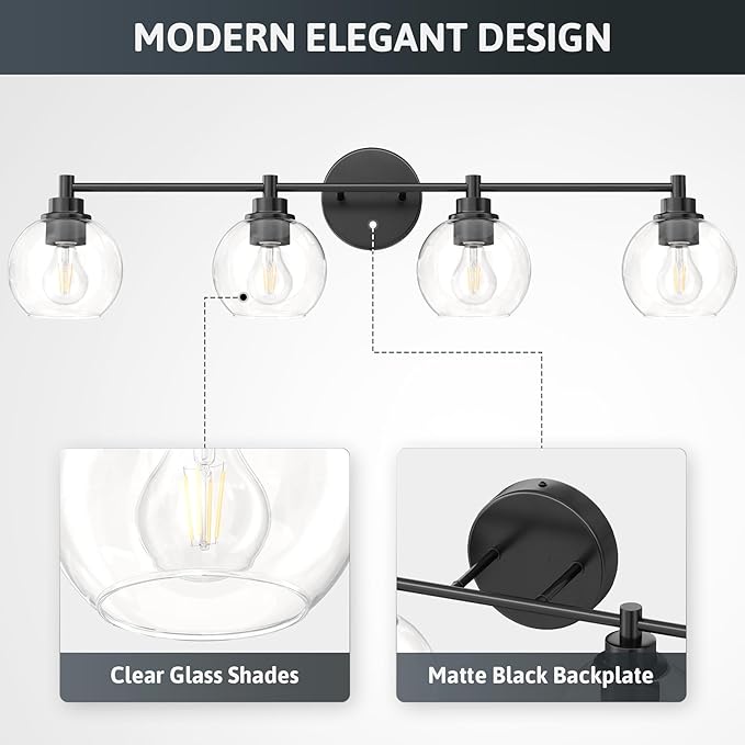 VONLUCE Bathroom Light Fixtures, 4-Light Bathroom Vanity Light - Image 3