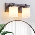 2 Light Modern Bathroom Light Fixtures Over Mirror, Bronze Finish Vanity Lights by BRKNIT