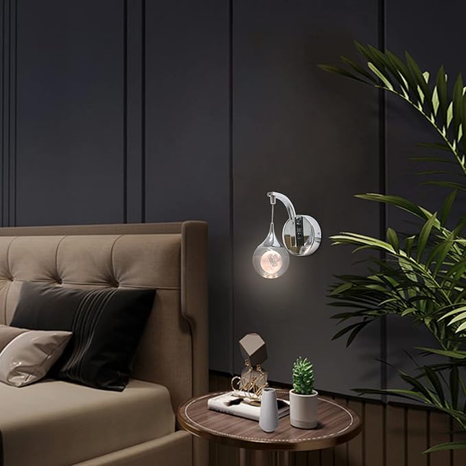Sedelan LED Crystal Wall Sconce, Moon Modern Wall Light Fixture, 5W Dimmable - Image 4
